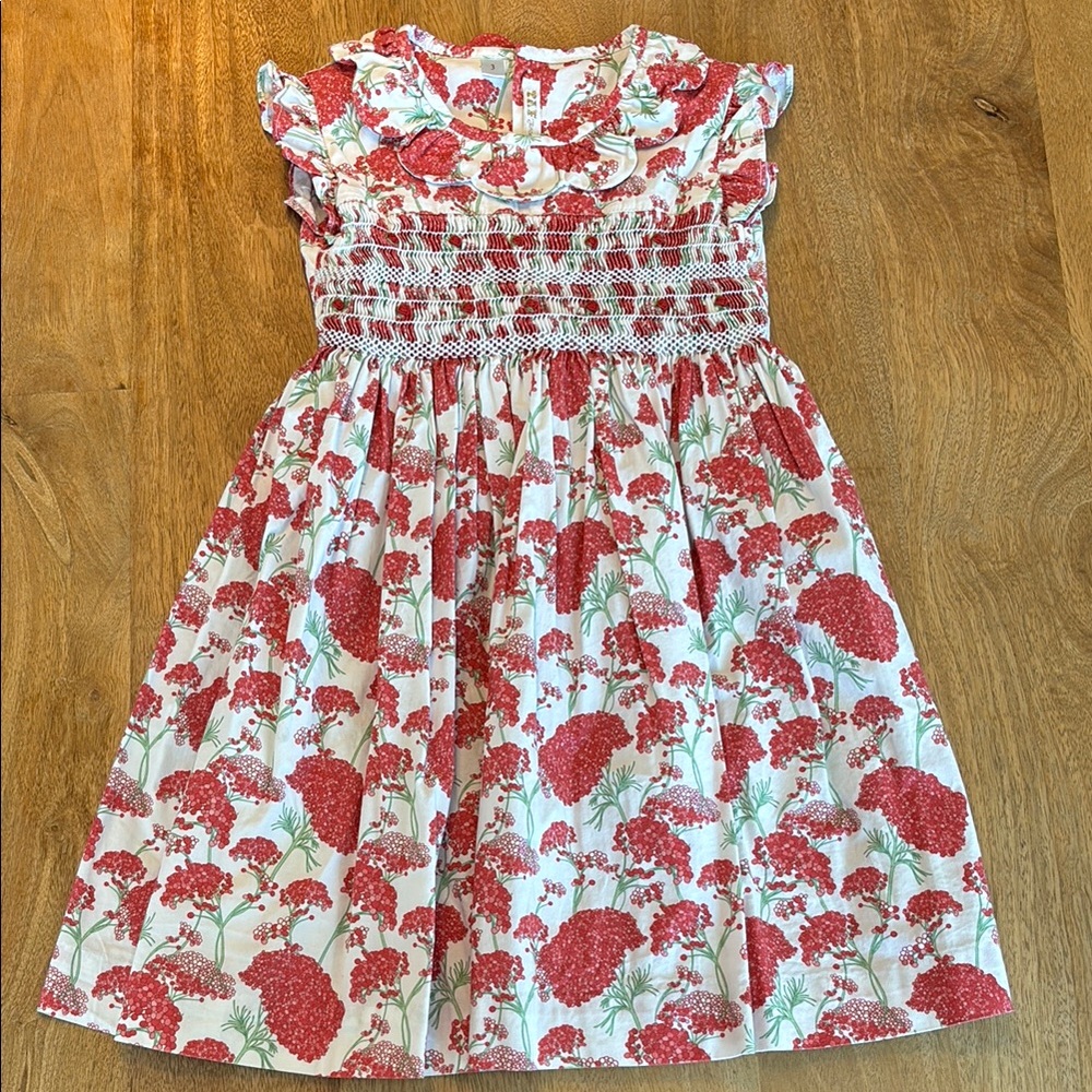 Red and white Floral Kids Dress